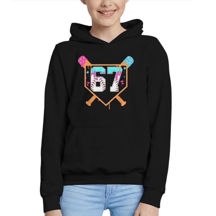 Baseball Ice Cream Drip Number 67 Player Six Seven Meme 6 7 Graphic Youth Hoodie