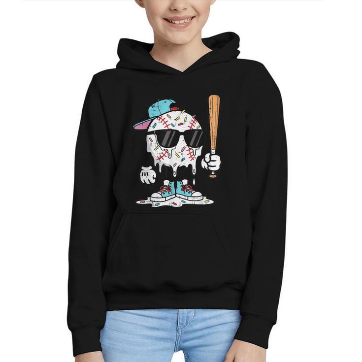 Baseball Ice Cream Drip Sports Boys Kids Youth Men Graphic Youth Hoodie