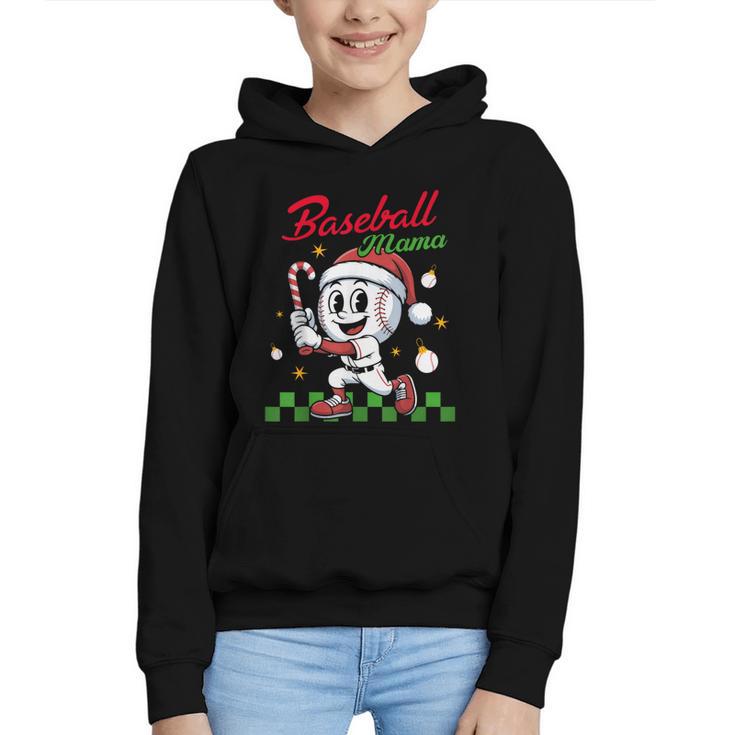 Baseball Mama Christmas Santa Hat Xmas Softball Mom Graphic Youth Hoodie