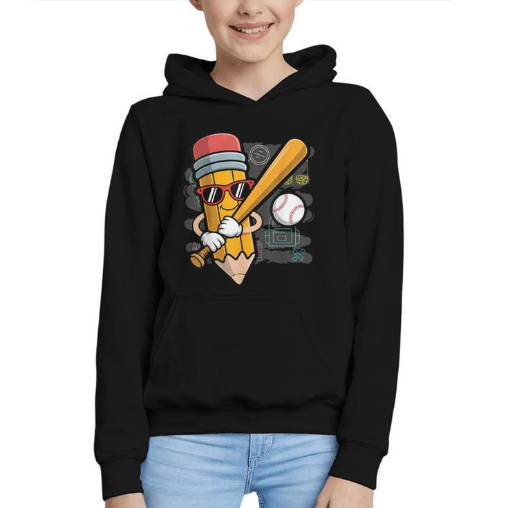 Baseball Player Pencil Back To School Cute Sport Students Graphic Youth Hoodie