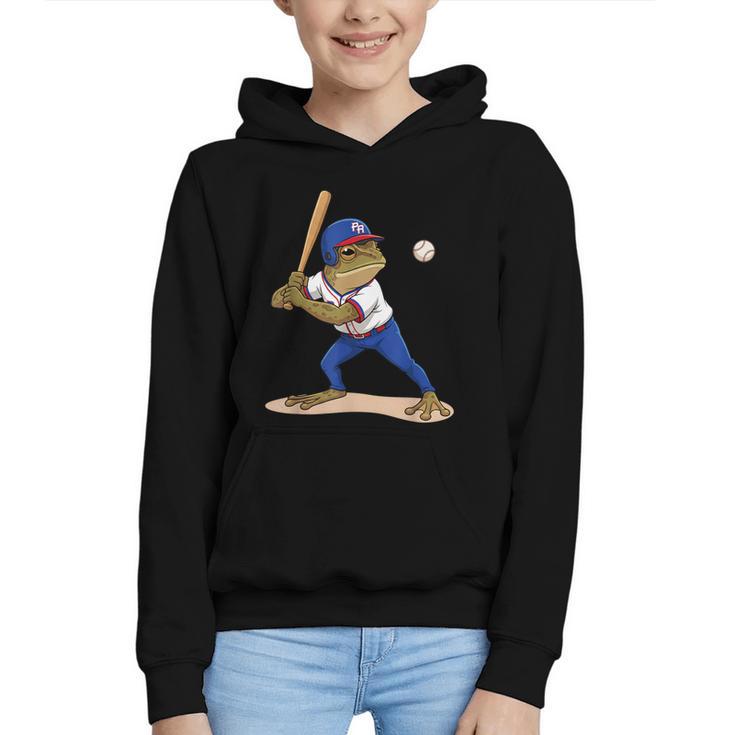 Baseball Puerto Rico Patriotic Flag Boricua Baseball Player Graphic Youth Hoodie
