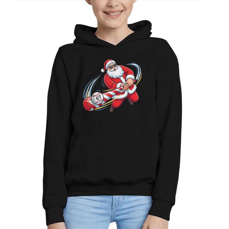 Baseball Santa 67 Christmas Xmas Pajamas Boys Graphic Youth Hoodie