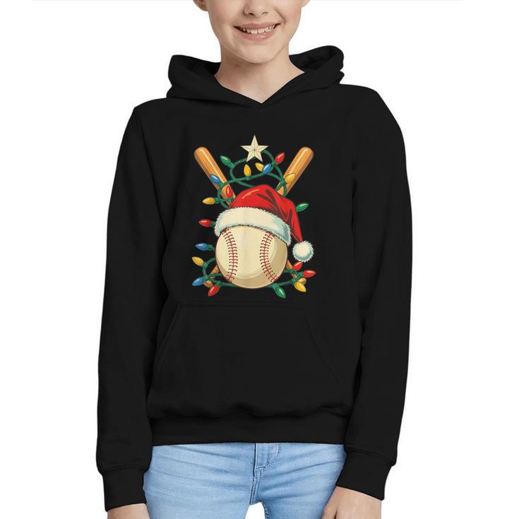 Baseball Santa Christmas Ball Baseball Lover Player Boys Graphic Youth Hoodie