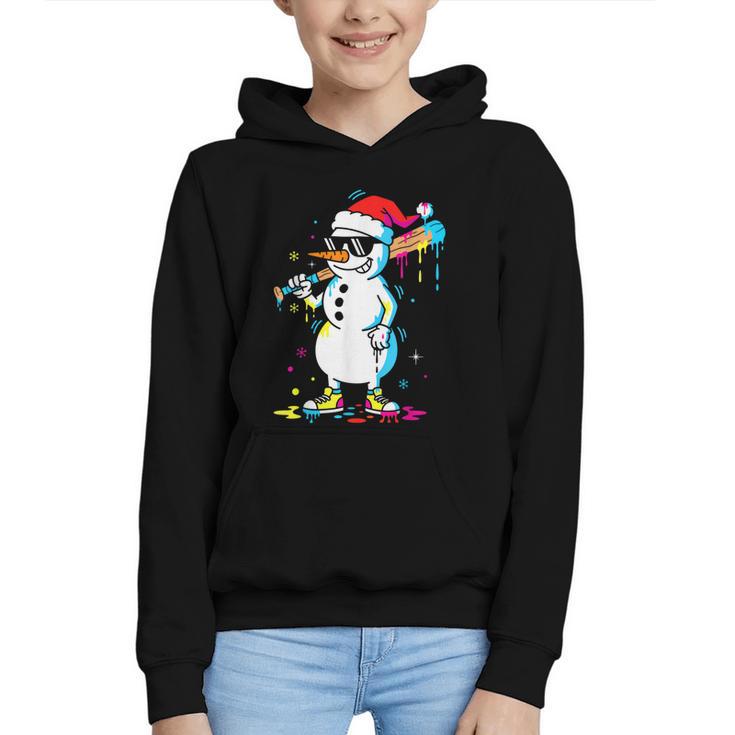Baseball Snowman Drip Cool Christmas Men Boys Girls Graphic Youth Hoodie