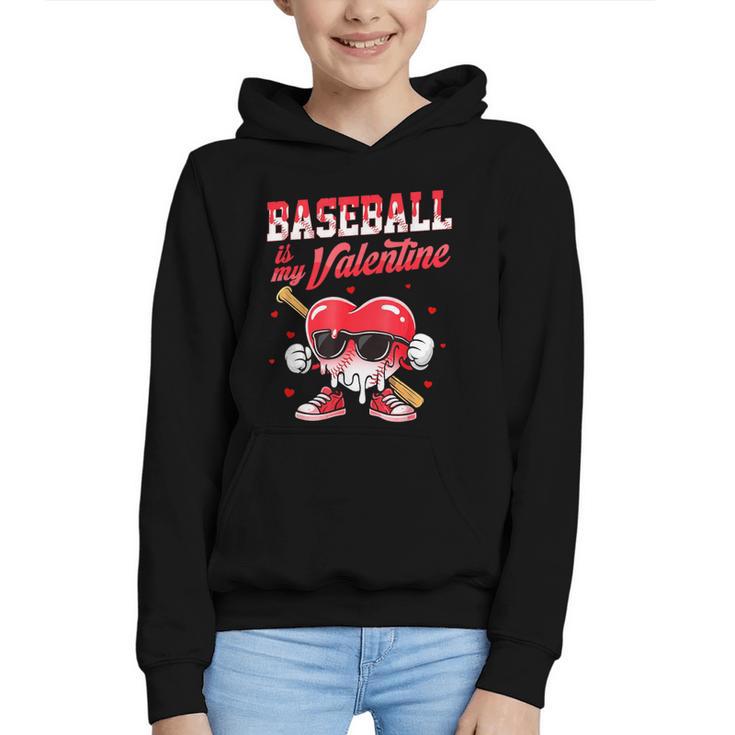 Baseball Is My Valentine Shirt Heart Drip Baseball Lovers Graphic Youth Hoodie