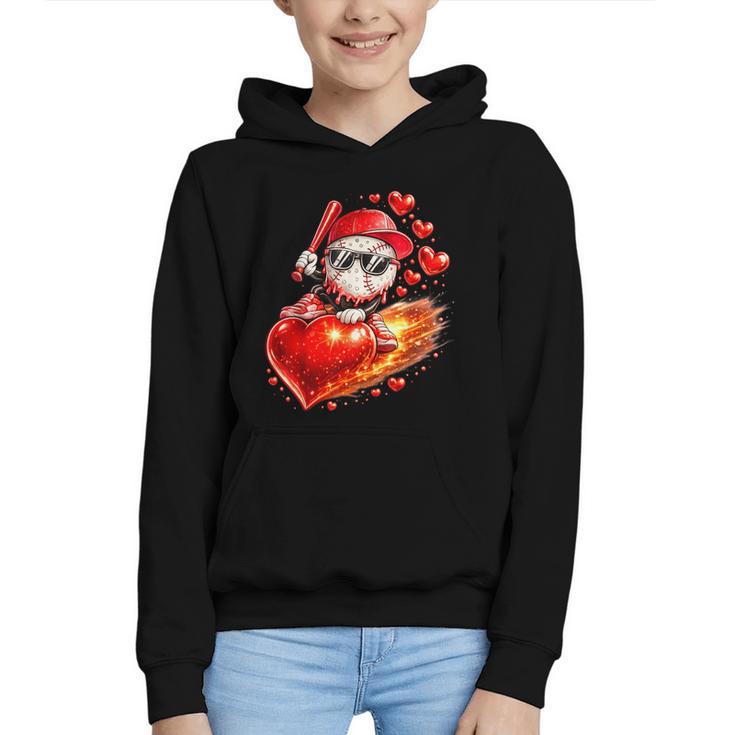 Baseball Valentine's Day Drip Ice Cream Team Graphic Youth Hoodie