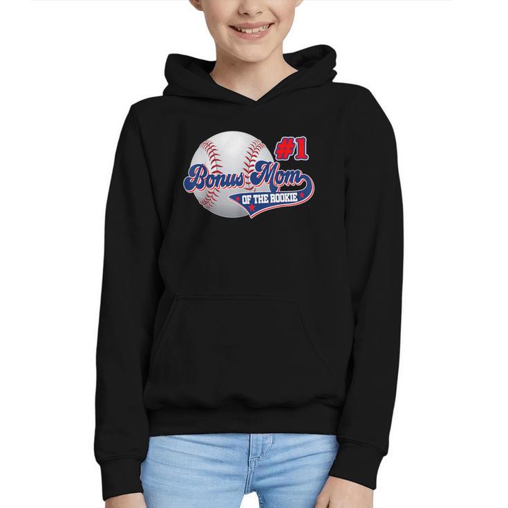Bonus Mom Rookie Of Year 1st Birthday Baseball Theme Graphic Youth Hoodie