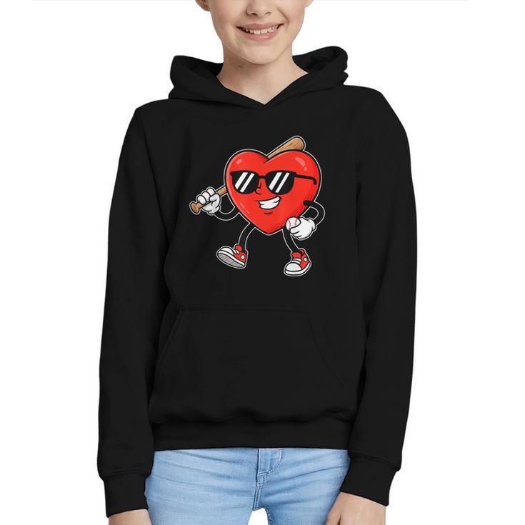 Boy Valentines Day Heart Love Baseball Boys Men Kids Graphic Youth Hoodie
