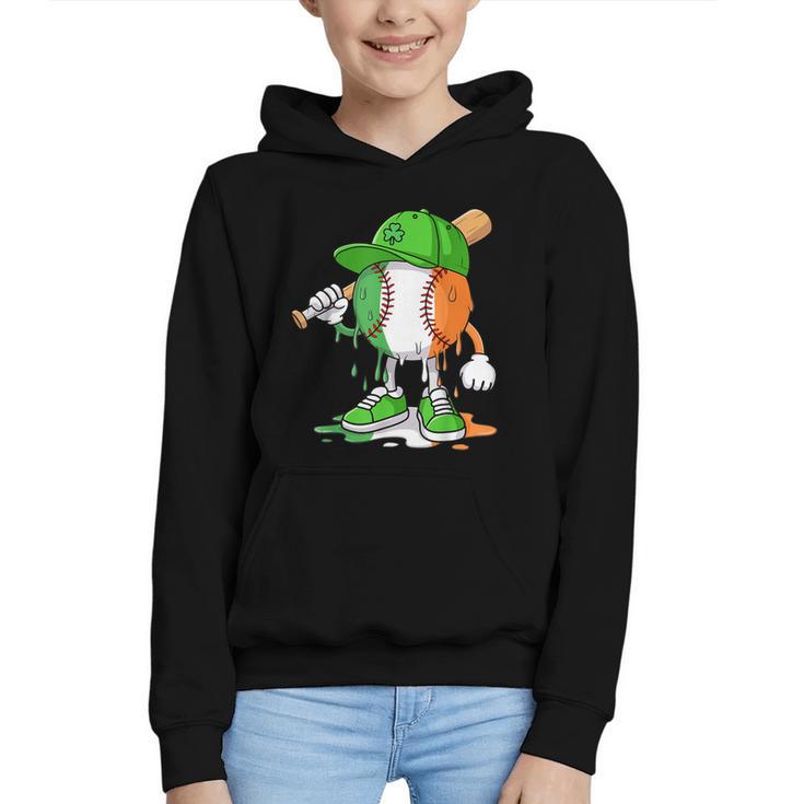 Boys St Patricks Day Kids Baseball Player Ice Cream Drip Graphic Youth Hoodie