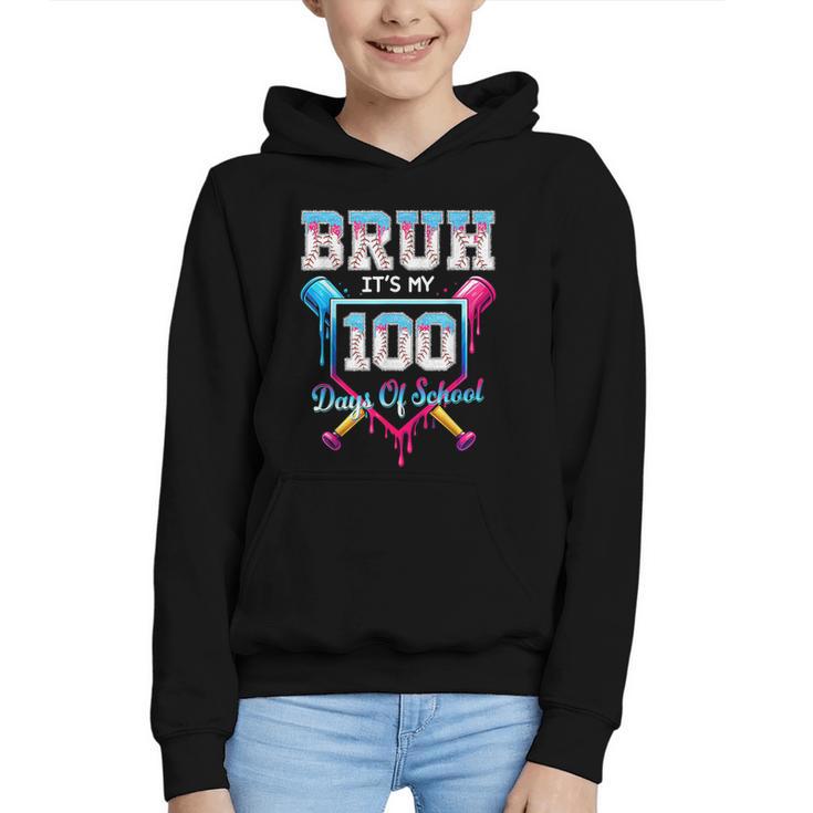 Bruh It's My 100 Days Of School Baseball Ice Cream Drip Boys Graphic Youth Hoodie