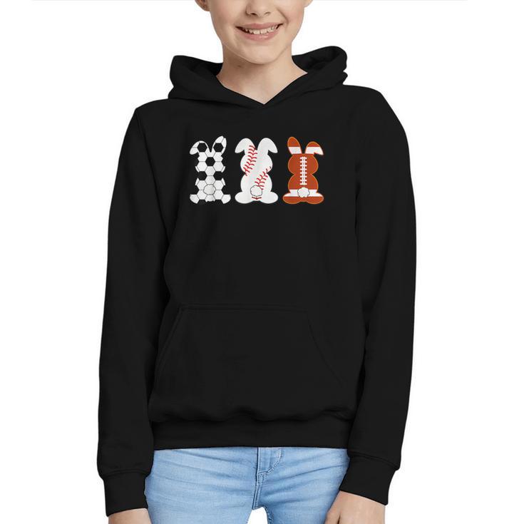 Bunny Football Baseball Sport Easter Day Graphic Youth Hoodie