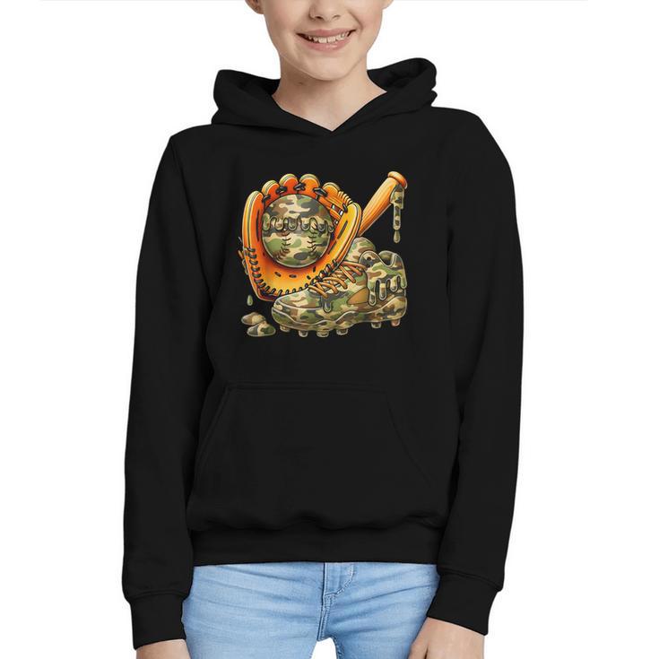 Camo Ice Cream Drip Baseball Stuff Baseball Drip Boys Graphic Youth Hoodie