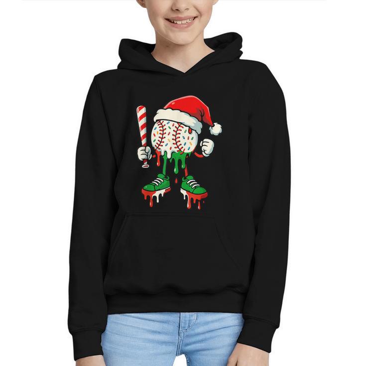 Christmas Baseball Drip For Boys Ice Cream Drip Baseball Graphic Youth Hoodie