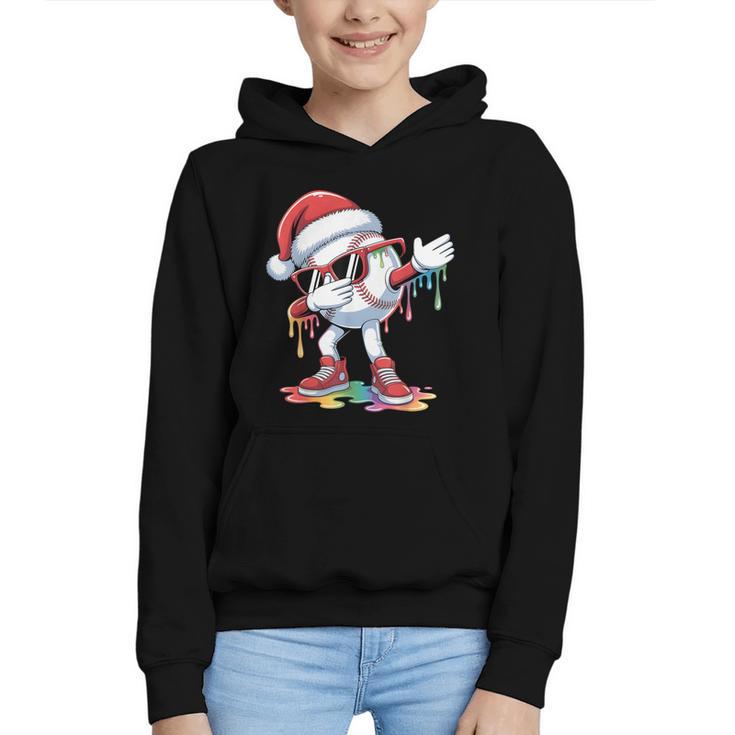 Christmas Baseball Ice Cream Dripping Santa Baseball Drip Graphic Youth Hoodie
