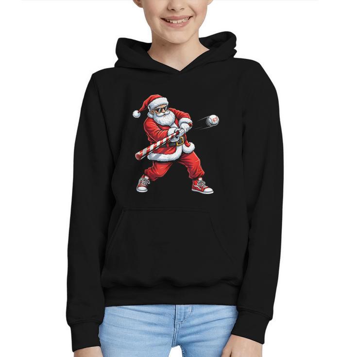 Christmas Baseball Player Santa Xmas Boys Men Toddler Graphic Youth Hoodie
