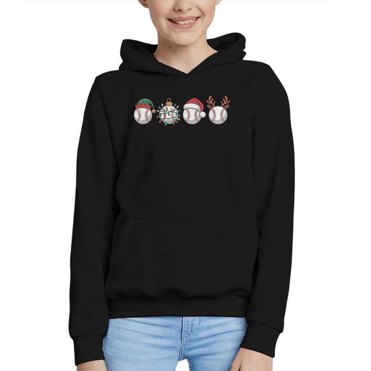 Christmas Baseball Player X-Mas Balls Graphic Youth Hoodie