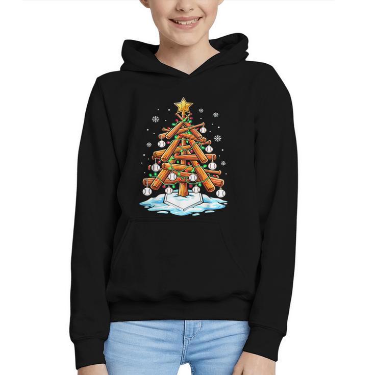 Christmas Baseball Tree Lights Xmas Graphic Youth Hoodie