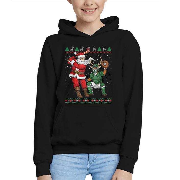 Christmas Santa Baseball Ugly Sweater Graphic Youth Hoodie