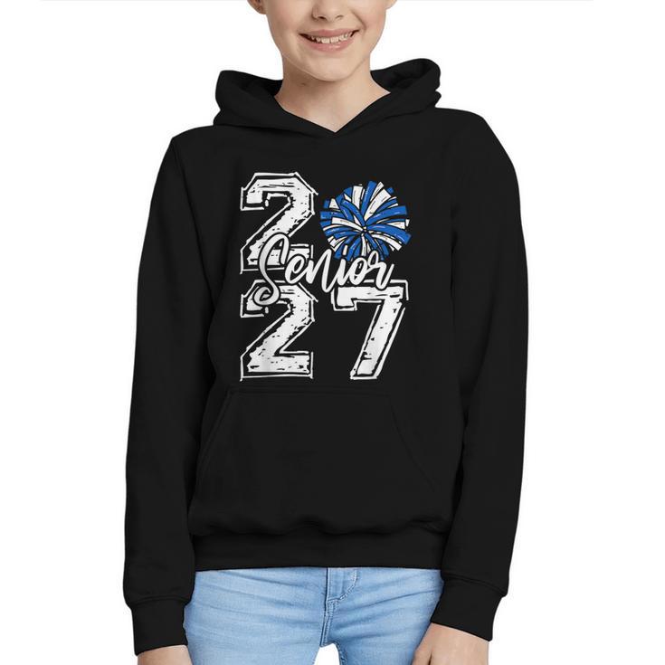 Class Of 2027 Cheer Blue Senior 2027 Back To School Graphic Youth Hoodie