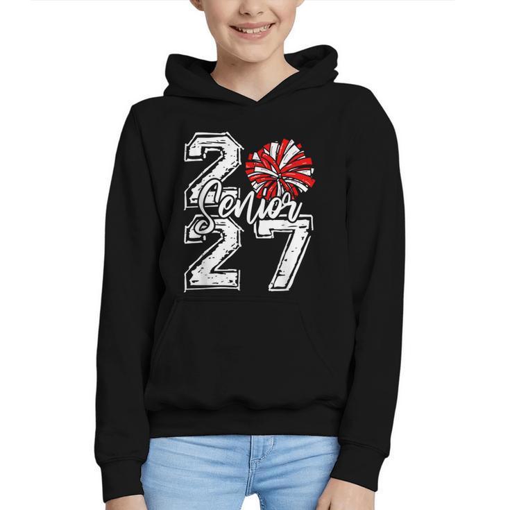 Class Of 2027 Cheer Red Senior 2027 Back To School Graphic Youth Hoodie