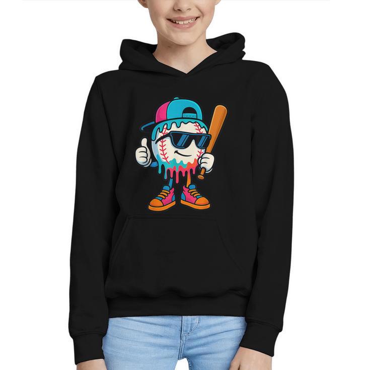 Cool Baseball Drip For Boys Ice Cream Drip Baseball Kids Graphic Youth Hoodie