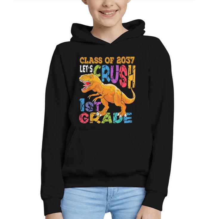 Crush 1st Grade Dinosaur Back To School Class Of 2037 Boy Graphic Youth Hoodie