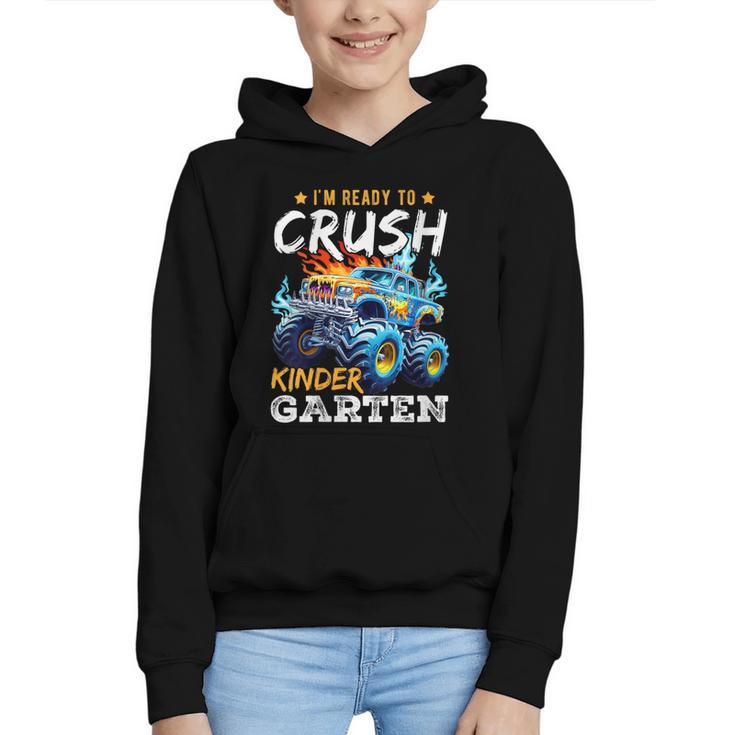 Crush Kindergarten Monster Truck Back To School Boys Graphic Youth Hoodie