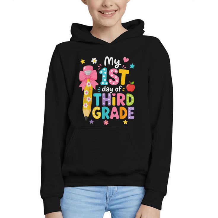 Cute My 1st Day Of Third Grade Pencil Back To School Girls Graphic Youth Hoodie