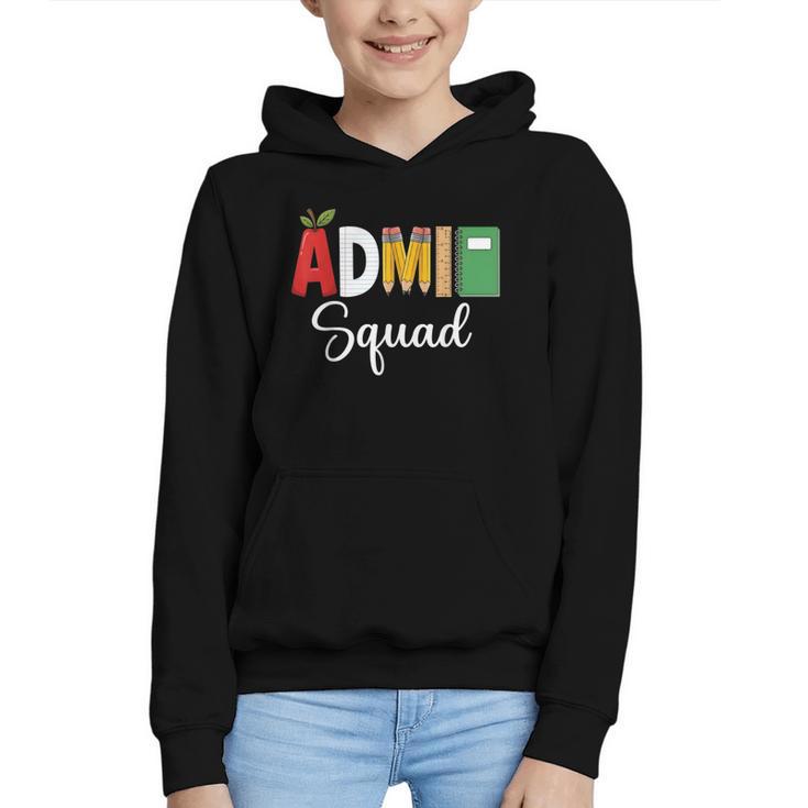 Cute Admin Squad Crew Team Back To School Office Staff Team Graphic Youth Hoodie