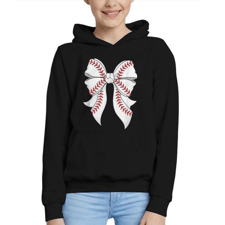 Cute Baseball Coquette Bow For Women Girls Baseball Mama Mom Graphic Youth Hoodie