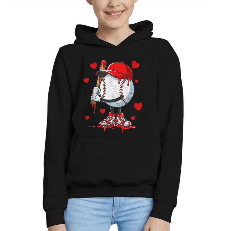 Cute Dripping Baseball Lover Valentines Day Boys Kids Graphic Youth Hoodie