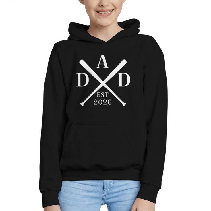 Dad Est 2026 Father Loading New Dad Baseball Pocket Graphic Youth Hoodie