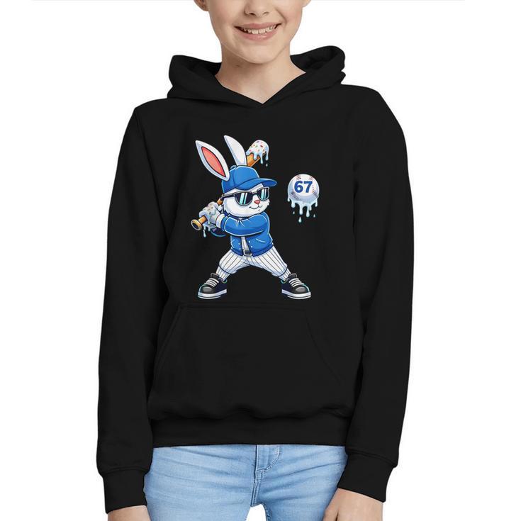 Dripping Drip Baseball Rabbit Bunny Easter Men Boy Kid Graphic Youth Hoodie