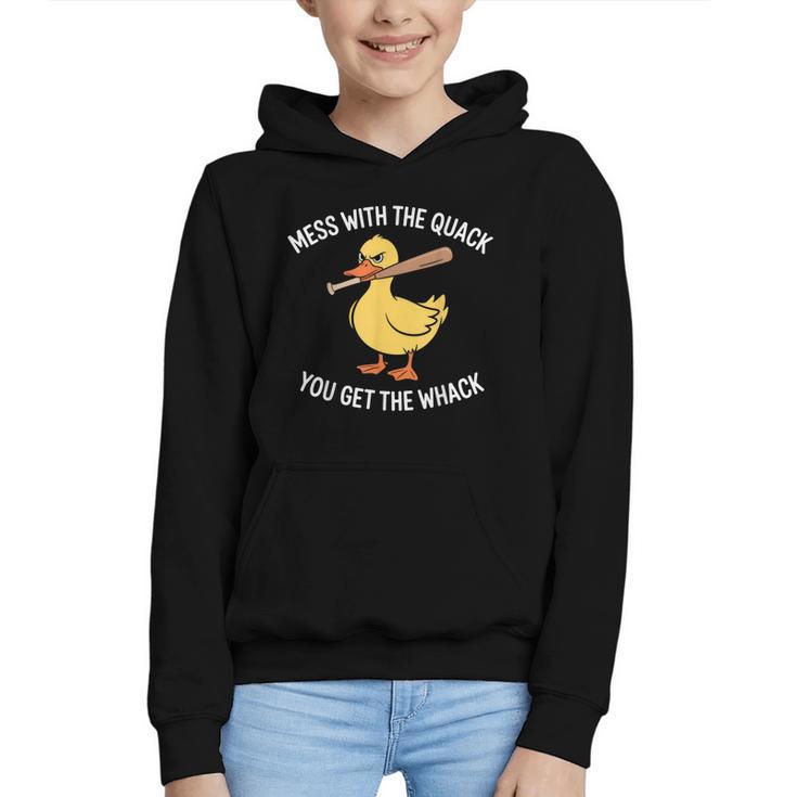 Duck And Baseball Bat Mess With The Quack You Get Whack Graphic Youth Hoodie