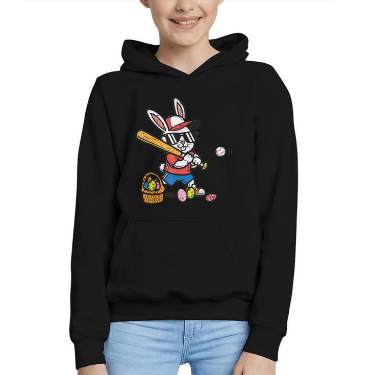 Easter Bunny Baseball Player Batter Rabbit Boys Kids Men Graphic Youth Hoodie
