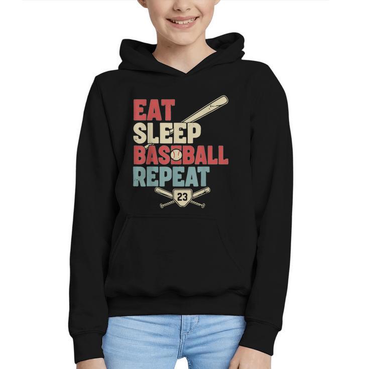 Eat Sleep Baseball Repeat Bat Ball Player Fan Graphic Youth Hoodie