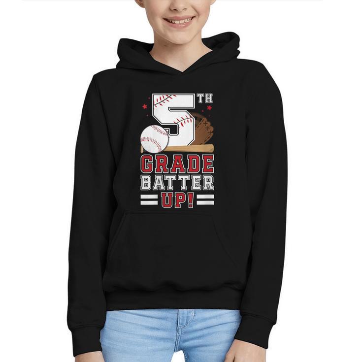 Fifth Grade Batter Up Baseball First Day Back To School Graphic Youth Hoodie