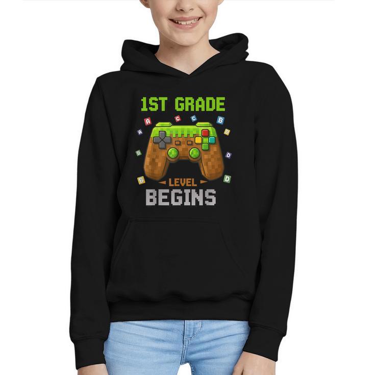 First Day Of 1st Grade Level Begins Back To School Boy Graphic Youth Hoodie