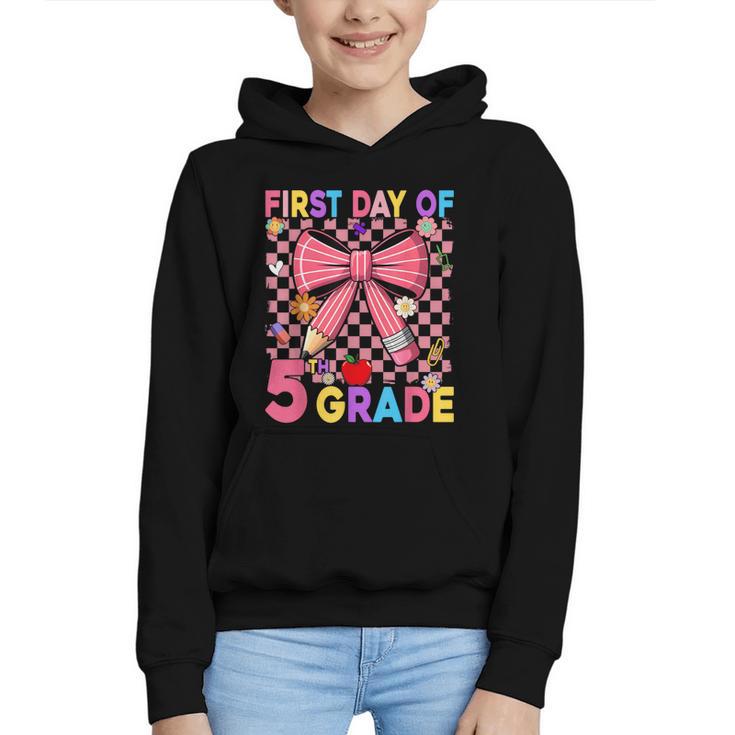 First Day Of 5th Grade Coquette Back To School Girls Kids Graphic Youth Hoodie