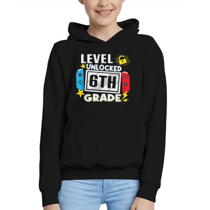 First Day Of 6th Grade Level Unlocked Game Back To School Graphic Youth Hoodie