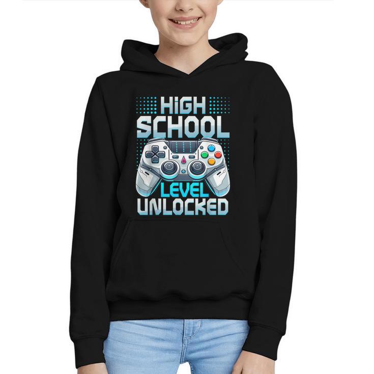 First Day Of High School Level Unlocked Back To School Gamer Graphic Youth Hoodie
