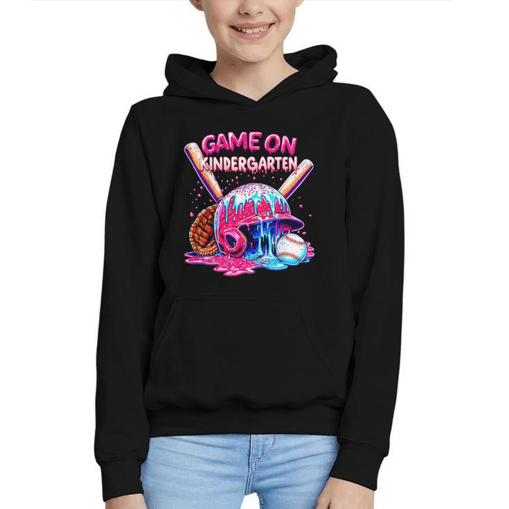 Game Kindergarten Baseball Ice Cream Drip On Back To School Graphic Youth Hoodie