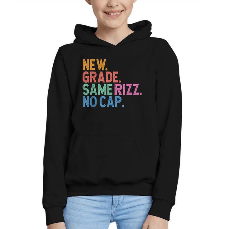 Gen Z Back To School New Grade Same Rizz No Cap Graphic Youth Hoodie