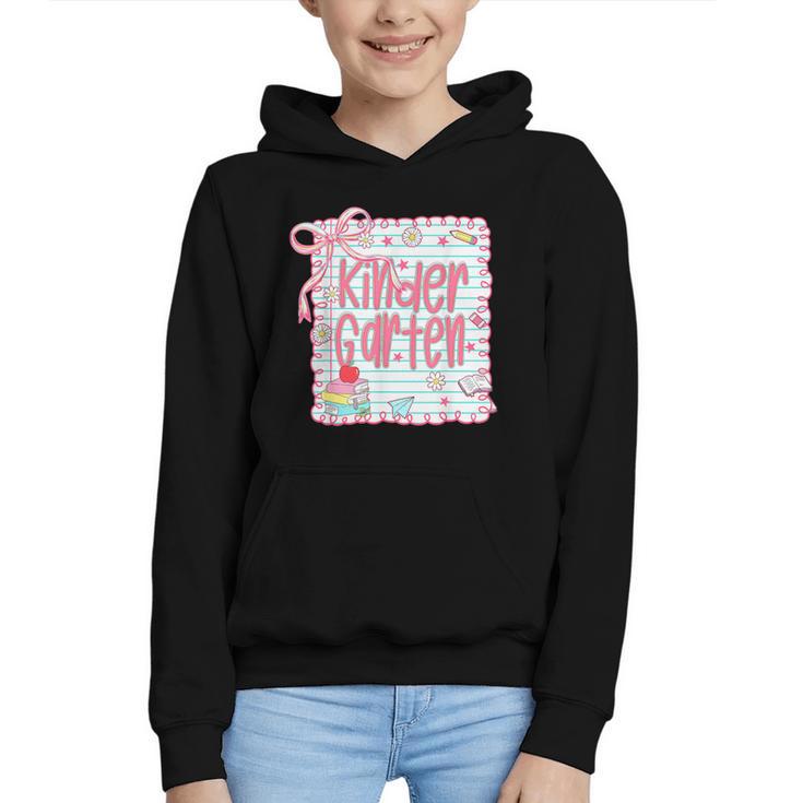Girls Kindergarten Coquette Bow Pink Preppy Back To School Graphic Youth Hoodie