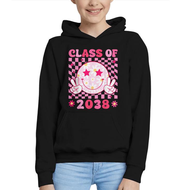 Groovy Class Of 2038 Grow With Me Smile Face Back To School Graphic Youth Hoodie