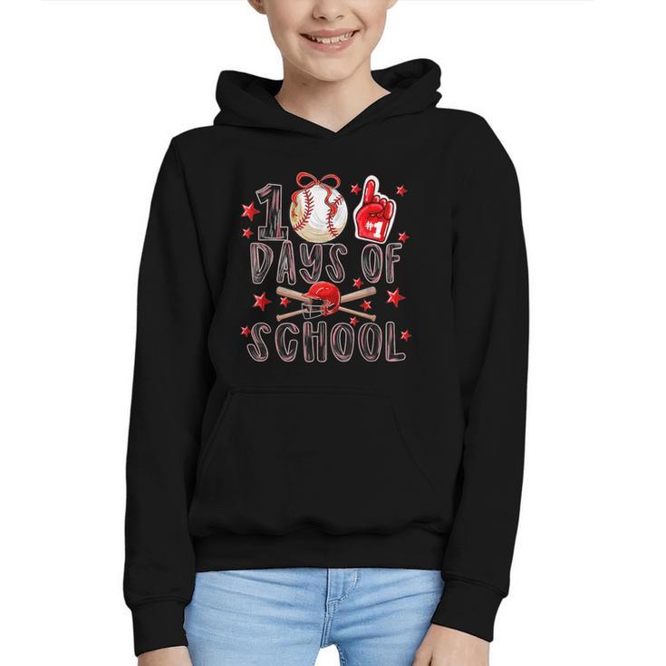 Happy 101 Days Of School Baseball Sports 100th Day Graphic Youth Hoodie