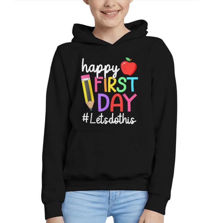 Happy First Day Let's Do This Welcome Back To School Tie Dye Graphic Youth Hoodie