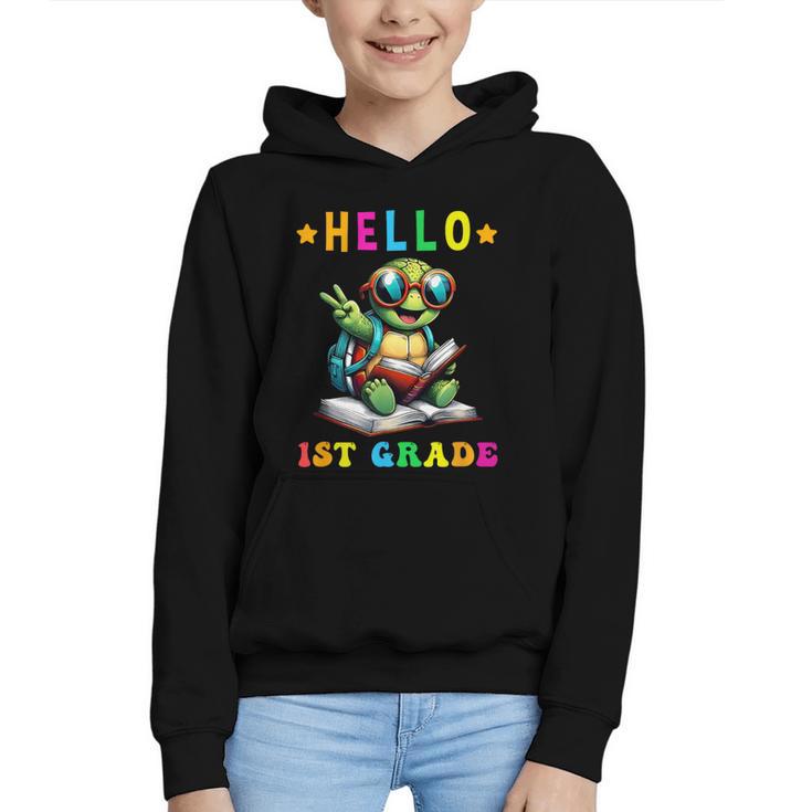 Hello 1st Grade Turtle Lovers Back To School Kids Boys Girls Graphic Youth Hoodie