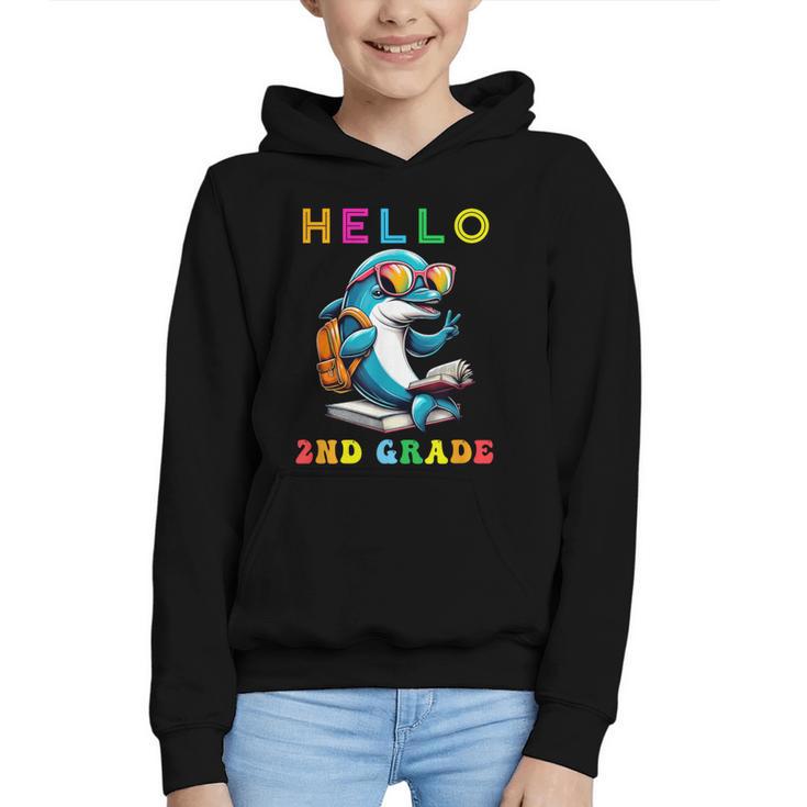 Hello Second Grade Dolphin Lover Back To School Kid Boy Girl Graphic Youth Hoodie