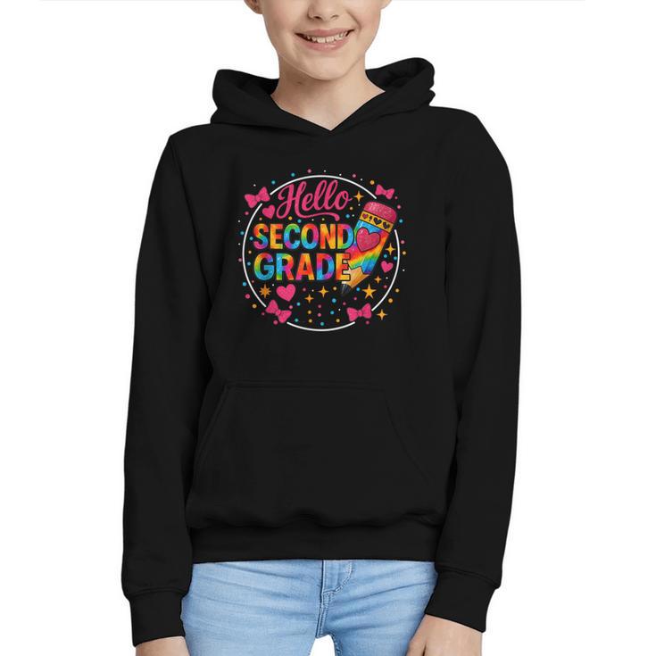 Hello Second Grade Tie Dye Pencil Back To School 2nd Grade Graphic Youth Hoodie